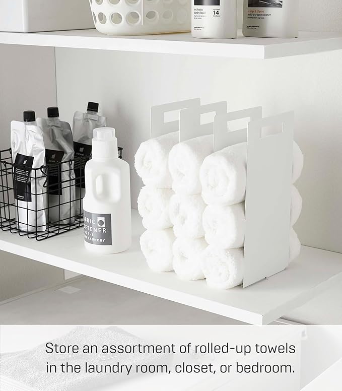 Yamazaki Home Tower Interlocking Towel Organizer - Bathroom Storage Shelf Rack - Steel