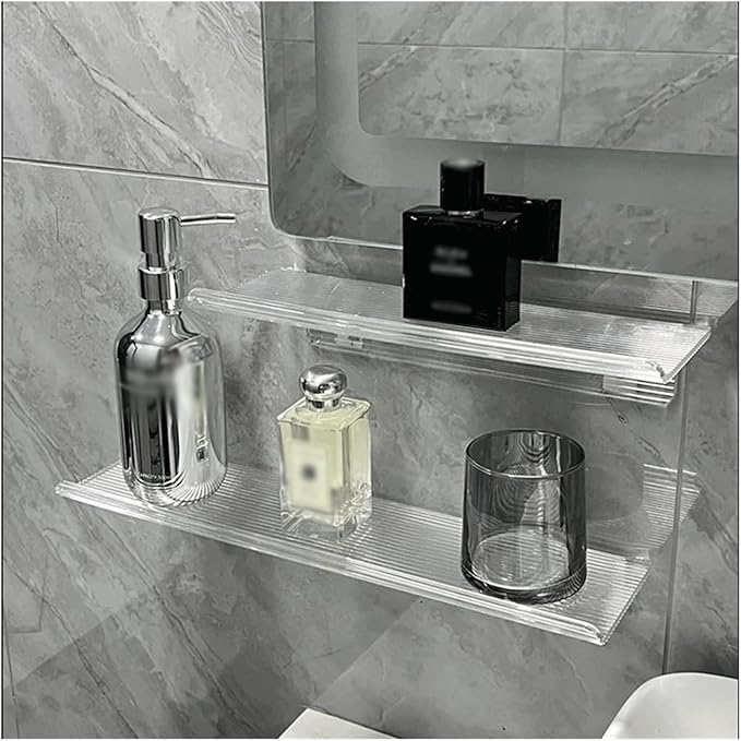 Bathroom Shelf Over Toilet, Plastic Storage Rack Toilet Supplies Single Layer Wall Mounted No Punching Simple(50)