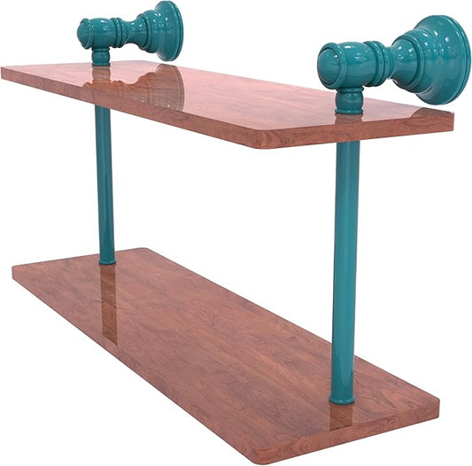 Allied Brass CL-2-16-IRW-GLT Carolina Collection 16 Inch Two Tiered Wood Shelf, Glokzin Teal