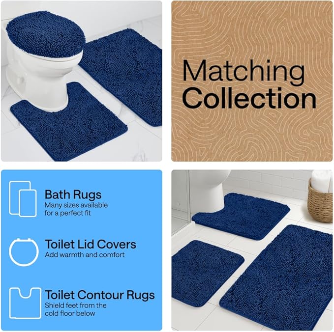 GORILLA GRIP Bath Rug Mat, Thick Soft Absorbent Chenille, Quick Dry Microfiber Mats, Rubber Backing Washable Shower Floor Rugs, US Designed Bathroom Bathmat Home Decor Accessories, 24x17 Royal Blue