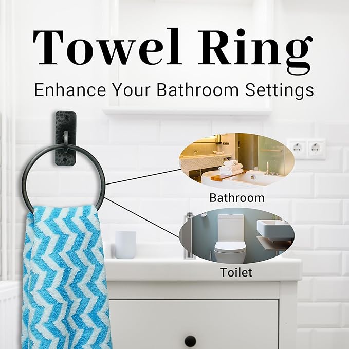 The Metal Magician Round Hand Towel Holder for Bathroom Wall - Kitchen Towel Ring - Aesthetic Design & Heavy Duty Durability - (Spiral Suspension) - (Antique Nickel)