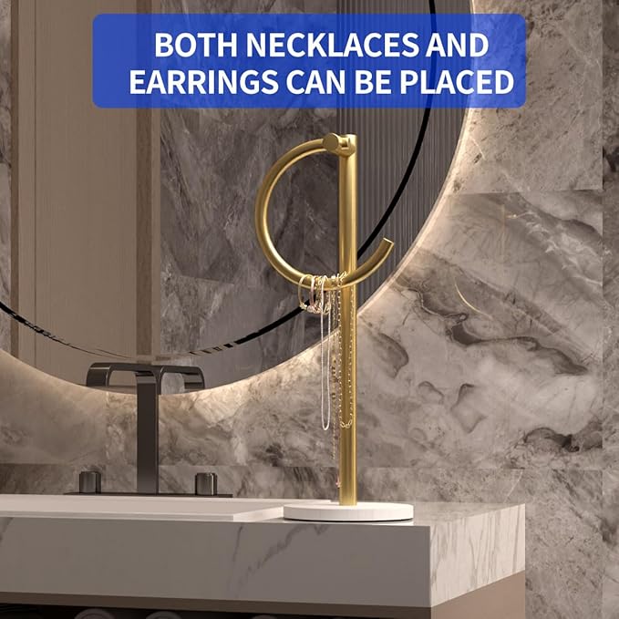 Stand Countertop Hand Towel Holder, Towel Rack Free Standing, Towel Bar Hanger for Bathroom Kitchen (Gold)
