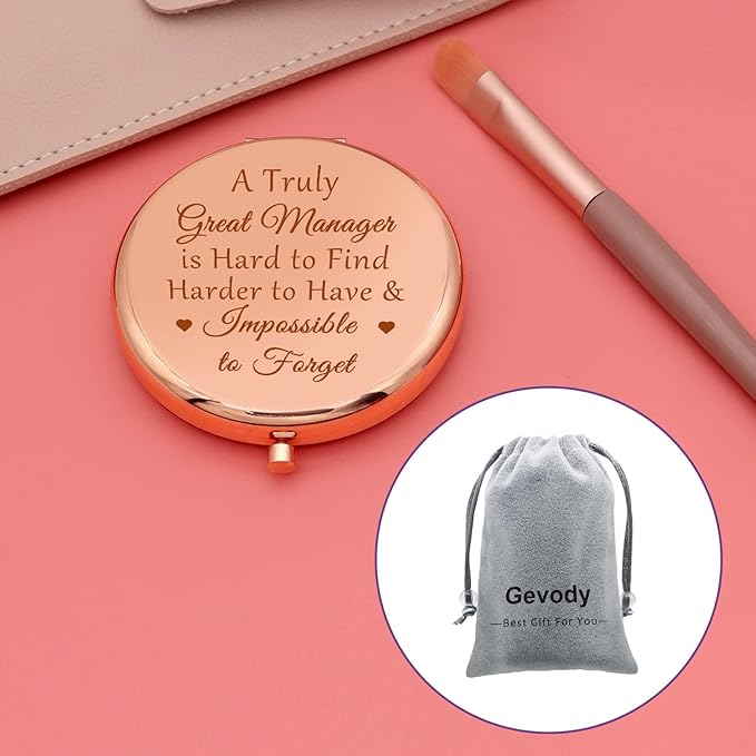 Best Manager Appreciation Gifts Compact Makeup Mirror Manager Leaving Gift Supervisor Gift for Women Leader Boss Coworker Friend Birthday Present Retirement Goodbye Going Away Personal Mirror