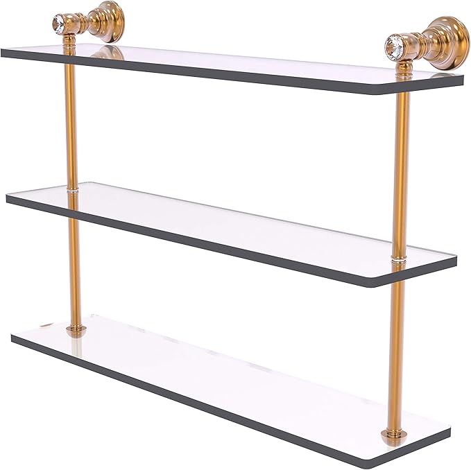 Allied Brass CC-5-22 Carolina Crystal Collection 22 Inch Triple Glass Shelf, Brushed Bronze