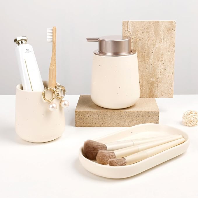 BosilunLife Bathroom Accessories Set 3 pcs (Apricot-Foam)