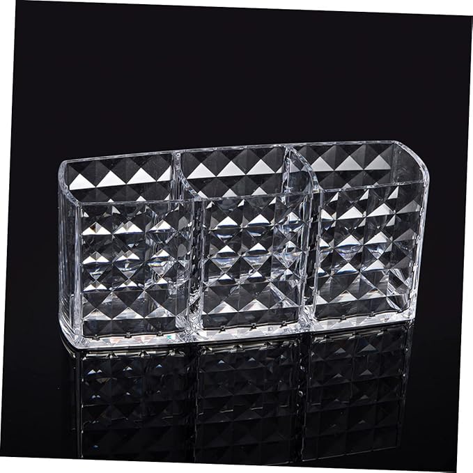 minkissy Acrylic Diamond Pattern Makeup Brush Holder Cosmetic Storage Box Compartments Organizer for Makeup Lipsticks and Beauty Tools Stylish Desktop Display Stand