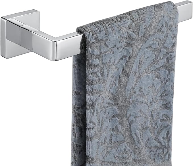 JQK Hand Towel Holder Towel Ring Gold, Thicken 0.8mm 304 Stainless Steel Bathroom Hand Towel Bar, 9 Inch Wall Mount Towel Rack Hanger, Polished Chrome, THH250L9-CH