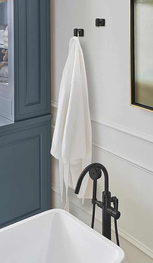Amerock BH36030MB | Matte Black Single Robe Hook | 2-1/8 in. (54 mm) Length Towel Holder | Revitalize | Towel Hook for Bathroom | Bathroom Hardware | Bath Accessories