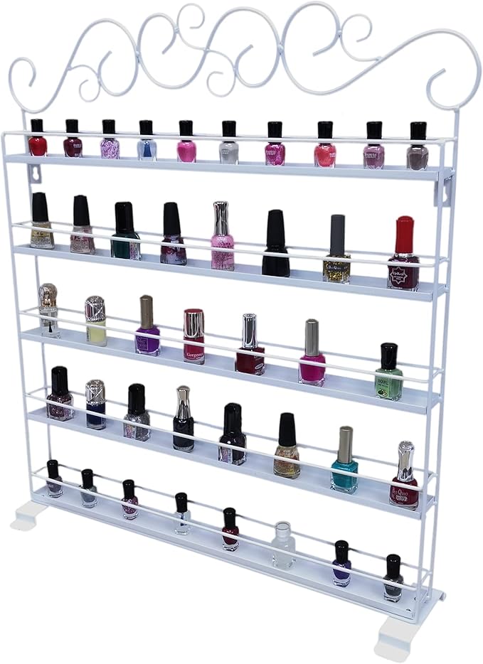 FixtureDisplays® White Metal Nail Polish Mountable 5 Tier Organizer Display Rack Essential Oil Rack 16034-WHITE