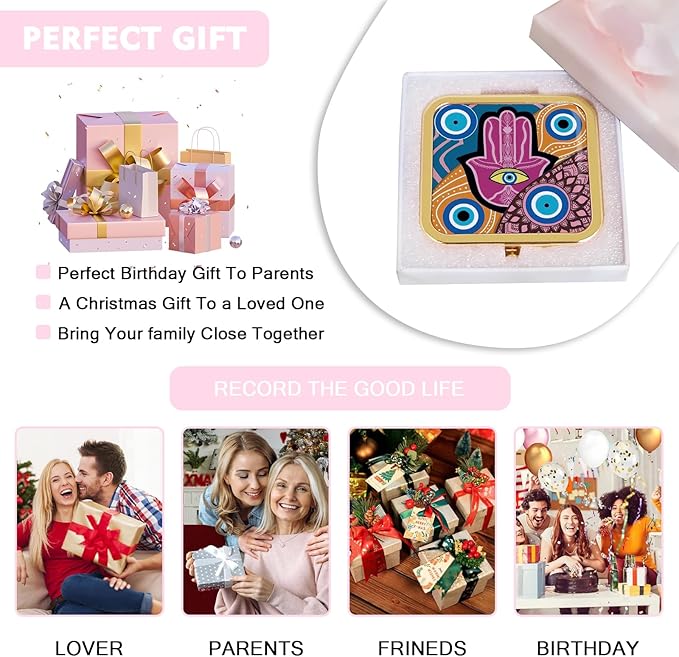 Compact Vanity Mirror for Women Men, Travel Makeup Mirror for Handbag Pocket Wallet, Portable Double-Sided Magnifying Cosmetic Mirror for Daily, Work, Business Gold