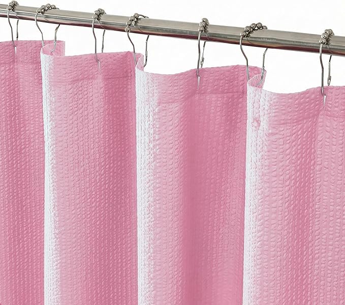 OVZME Small Stall Shower Curtain - Embossed Textured Bathroom Curtain, 36 x 72 Shower Curtain for RV Camper, Machine Washable Water Resistance, Hot Pink