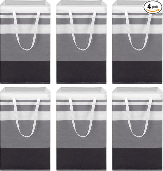 Foaincore 6 Pieces 75 L Laundry Hamper Basket Organizer Large Laundry Bag Bulk Waterproof Collapsible Clothe Storage with Handles for Dorm Room Bedroom Towels (Black Gray)