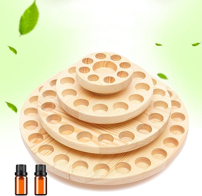 YIYIBYUS Wood Essential Oil Box, 63 Slot Display Stand Rack for Essential Oil Bottles Holder,Essential Oil Bottle Container Wooden Storage Case Box Organizer,Essential oil rotating display stand