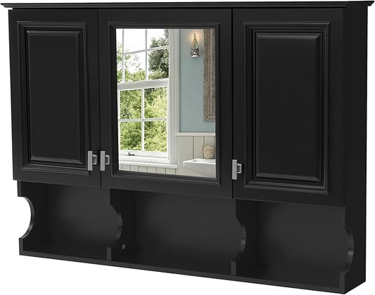 Merax Bathroom Wall Cabinet with Mirror, Wall Mounted Medicine Cabinet with Adjustable Shelves and Open Spaces, 41" x 28" Mirrored Door Over The Toilet Bathroom Storage Cabinet