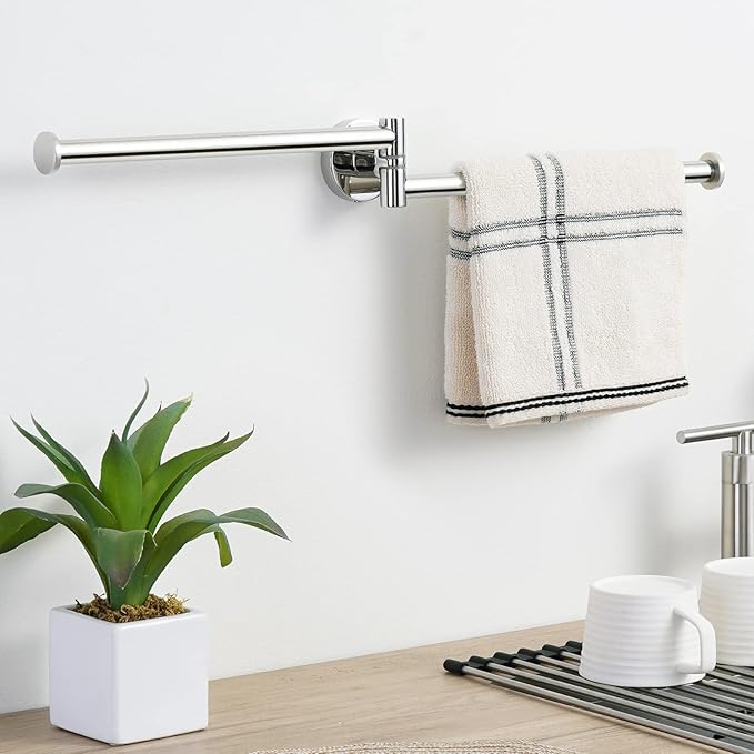 KES Swivel Towel Bar for Bathroom 9-Inch Kitchen Swing Out Double Towel Bar 2-Arm Kitchen Wall Mounted SUS 304 Stainless Steel Polished, A2106S23