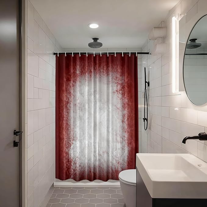 Shrahala Grey Abstract Tie Dye Decorative Shower Curtain, Dark Red Modern Abstract Art Maroon Bathroom Décor Polyester Fiber Waterproof with Plastic Rings for Shower Stall Bathtubs 72 X 60 in