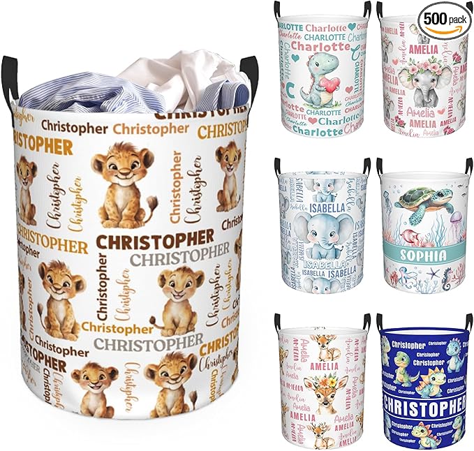 Custom Name Laundry Hamper, Personalized Laundry Basket with Name for Baby Boys Girls, Customized Collapsible Dirty Clothes Hamper Storage with Handles for Bedroom Bathroom Dorm Room Decor