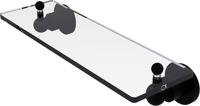 Allied Brass AP-1/16 Astor Place 16 inch Vanity Beveled Edges Glass Shelf, Matte Black