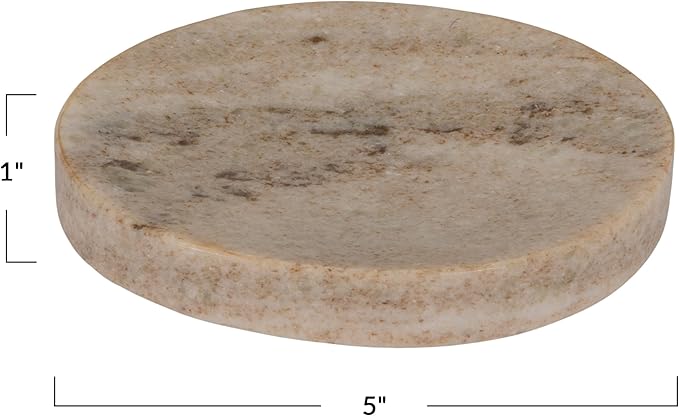 Creative Co-Op Marble Round Soapdish, Beige