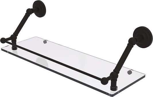 Allied Brass PQN-1-24-GAL Prestige Que New 24 Inch Floating Gallery Rail Glass Shelf, Oil Rubbed Bronze