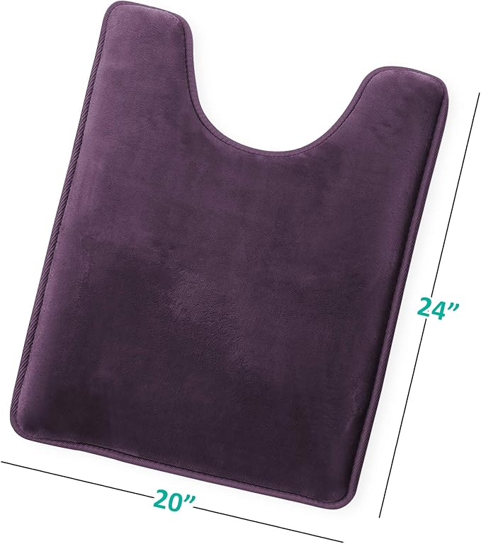 Clara Clark Bathroom Rugs, Velvet Memory Foam Bath Mat, Non-Slip, Machine Washable Bath Rugs - Dries Quickly, Ultra Soft Plush Bath Mats for Bathroom, 20 x 24, Dark Purple
