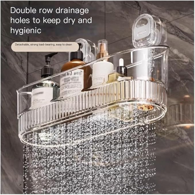 Bathroom Shelves Suction Cup Bathroom Shelf Wall Mounted Storage Box Vanity Shelf Bathroom Organizers and Storage