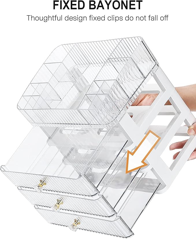 BREIS Acrylic Makeup Organizer,Large Capacity Cosmetics Display Cases with Drawers for Bedroom Vanity Dresser Countertop,Holder Perfume Skincare Lipstick Jewelry Eyeshadow Nail Care, Transparent