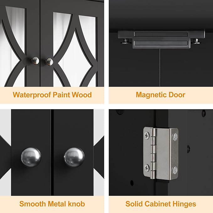 RoyalCraft Bathroom Medicine Cabinet Wall Mounted, Over the Toilet Storage Cabinet with Towel Rack and Adjustable Shelf, Large Bathroom Towel Cabinet Wall Mount 22x25 inch (Black)
