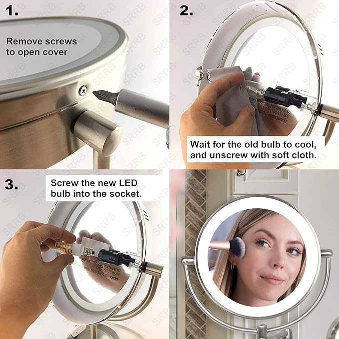 LED Makeup Mirror Bulb Replacement Mirror for Cosmetic Vanity Makeup Mirror with Single Double Sided Lighted Magnification,4W Equivalent to 40W Incandescent Bulb (2-Pack Daylight White)