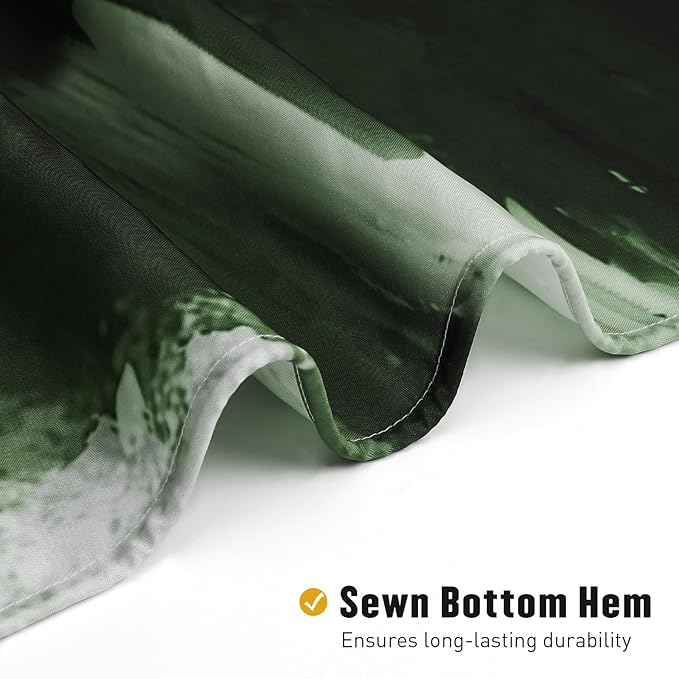 MitoVilla Olive Green Shower Curtains for Chic Modern Abstract Bathroom Decor, Graffiti Vintage Fabric Cloth Shower Curtain, Brush Strokes Oil Painting Style, 72 x 72