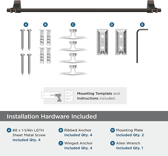 Amerock BH36054ORB | Oil Rubbed Bronze Towel Bar | 24 in (610 mm) Towel Rack | Davenport | Bathroom Towel Holder | Bathroom Hardware | Bath Accessories
