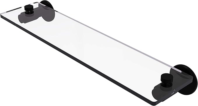Allied Brass TR-1/22-BKM Tr 1 Tribecca Collection Inch Vanity Beveled Edges Glass Shelf, 22 Inch, Matte Black