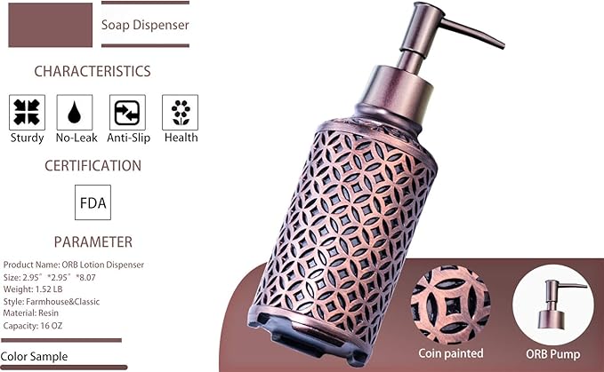 4-Piece Orbs Bathroom Accessories Set - Includes Toothbrush Holder, Tumbler, Soap Dish, Dispenser Pump - Simple Metal Design