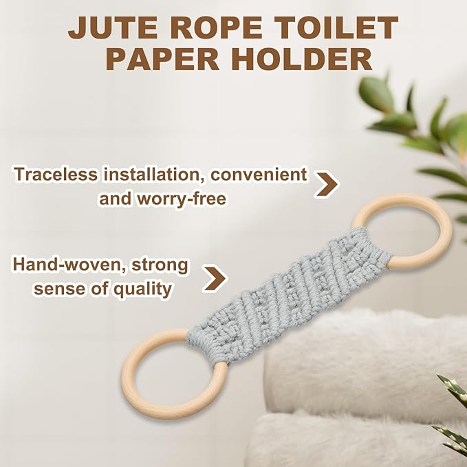 uxcell 2Pcs Kitchen Dish Towel Holder, 11"x3" Crochet Towel Ring with Hanging Loop for Cabinet House Oven Stove Door, Light Grey