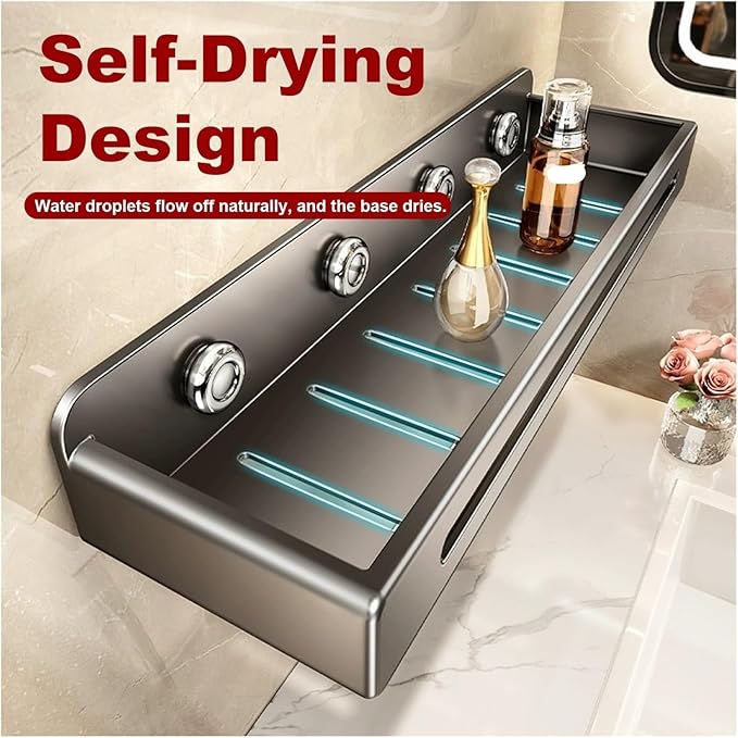 Wall Mount Bathroom Rack Shelf Toilet Stainless Steel No Drill Hanging Organizer Hang for Kitchen Sink(40cm Grey)