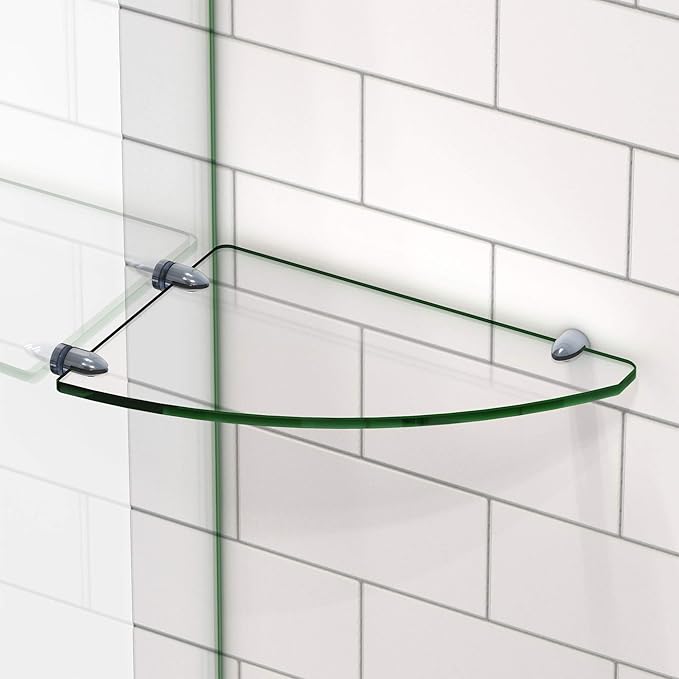 DreamLine 12 in. x 8 in. Corner Glass Shelf in Matte Black