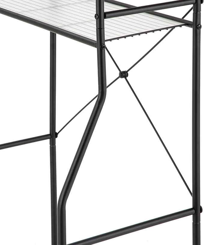 Matte Black Steel Over The Toilet Storage, 3-Tier Bathroom Shelf with Liners, Heavy Duty Utility Rack for Toilet Paper, Towels, Toiletries, Easy Assembly, Anti-Tip Design