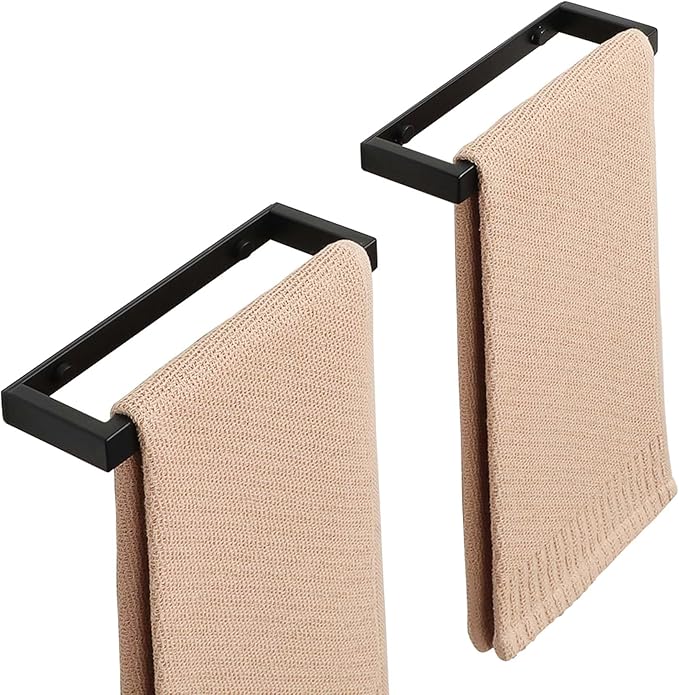 Alise Hand Towel Holder,Wall Mount Towel Bar for Bathroom,Towel Rack for Lavatory,8 Inch Towel Hanger SUS304 Stainless Steel Towel Rail,Matte Black 【2-Pack】