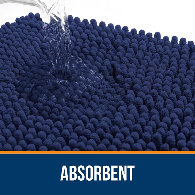OLANLY Bathroom Rugs 40x32, Extra Soft Absorbent Chenille Bath Rugs, Rubber Backing Quick Dry, Machine Washable Bath Mats for Bathroom Floor, Tub and Shower, Home Decor Accessories, Twilight Sapphire