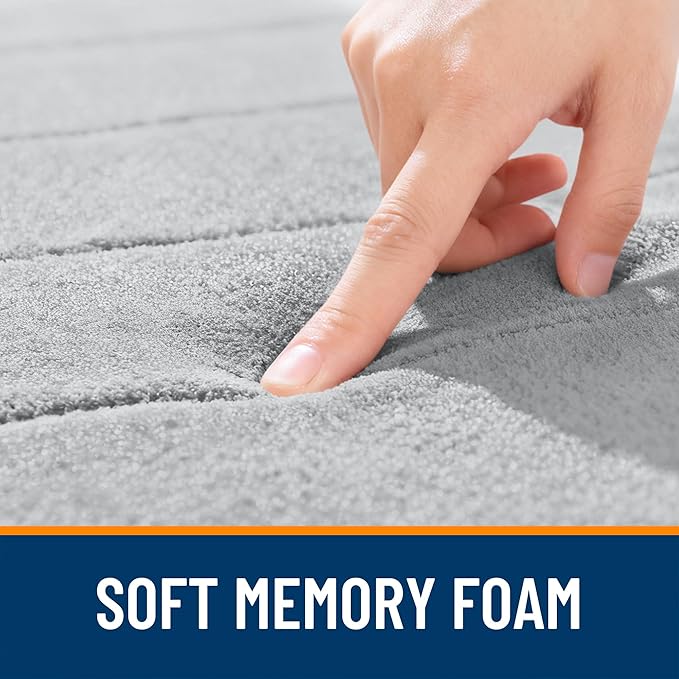 OLANLY Memory Foam Long Bathroom Rugs Runner 47x20, Super Soft Absorbent Bath Mat, Quick Dry, Machine Washable Shower Floor Rugs, Bathmat Carpet, Bathroom Home Decor Accessories, Light Gray