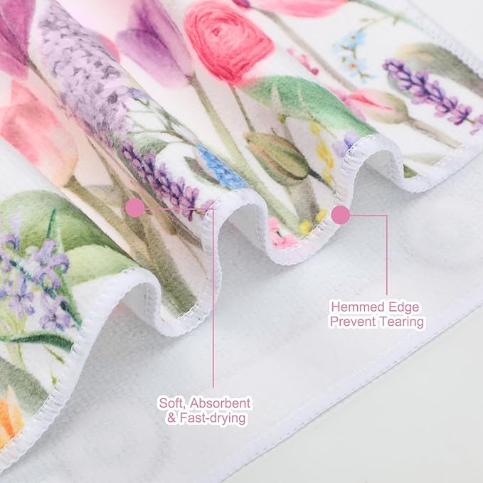 FuWeave 8 Pcs Easter Shower Curtain Sets for Bathroom Hello Spring Easter Shower Curtain Sets with Rugs and Towels, Include Non-Slip Rug, Toilet Lid Cover, Bath Mat and 12 Hooks