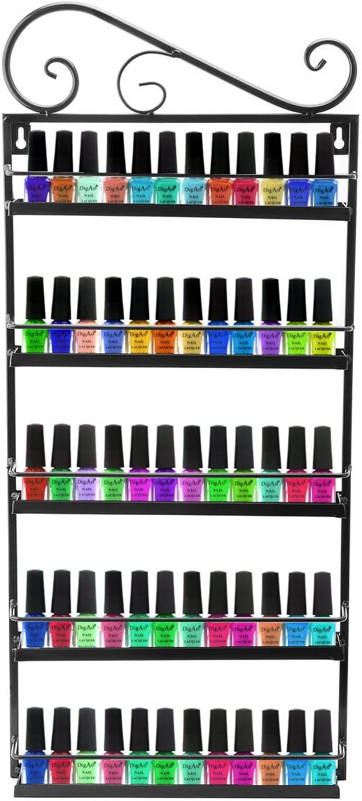DAZONE Nail Polish Wall Rack Organizer Holds 50 Bottles Nail Polish Shelf Black