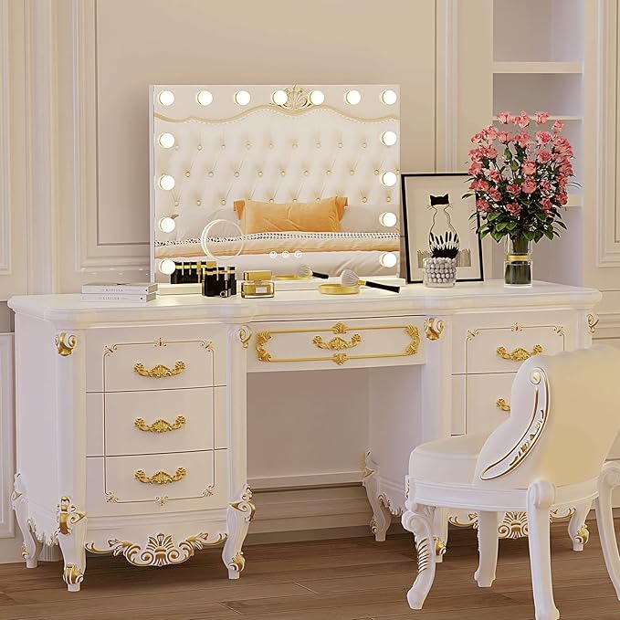 Hollywood Vanity Mirror, 15 Led Bulbs，3 Color Lights，Beautiful Make Up Lighted Mirror, Aluminum Metal Frame（23" x 18"）