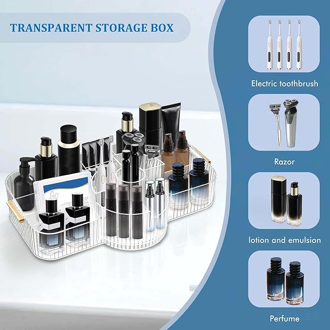 Rotating Perfume Organizer,Cologne Stand,Cologne Organizer for Men,Clear Bathroom Countertop Organizer, Dresser Organizer for Bedroom,Makeup Organizer Countertop with Brush Holder