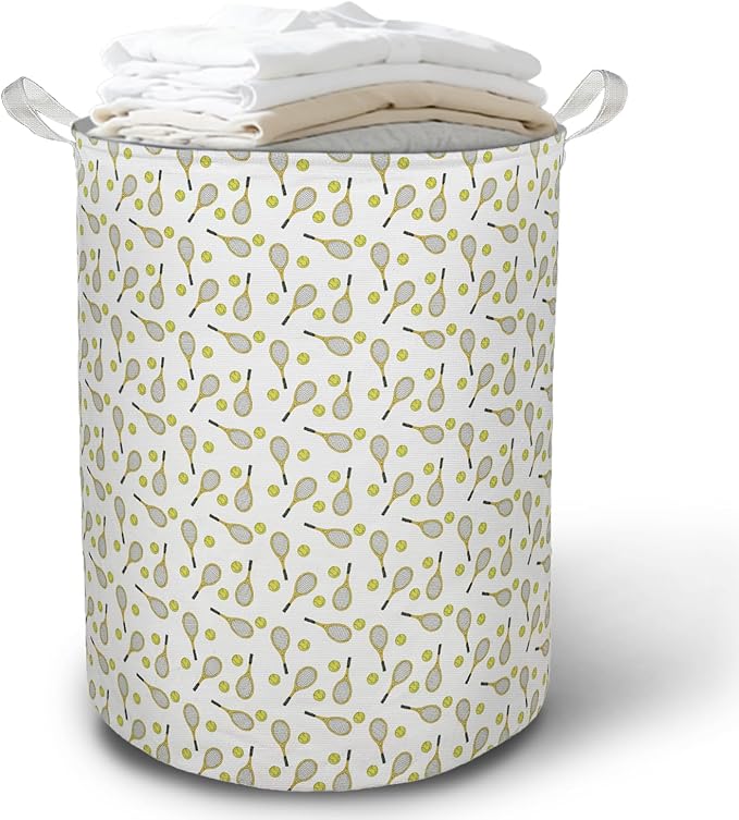 Tennis Laundry Basket Hamper, Sports Nursery Decor, Tennis Lover Fan Player Gifts Foldable Clothes Toys Books Storage Box Bins Baskets Organizer for Kids Bedroom Bathroom Sports Room