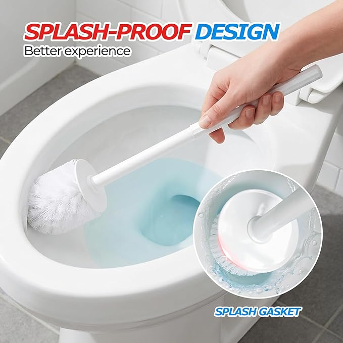 FORASTO 3Pack Toilet Bowl Brush and Holder Set - Toilet Scrubber Brush,Cleaning Brush,Bathroom Decor,Household Essentials,Cleaning Supplies,Home Essentials,White