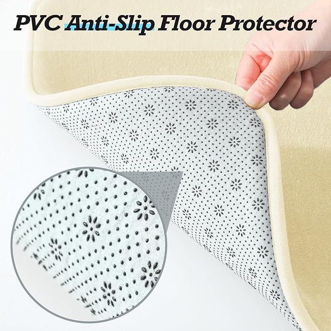 HUXMEYSON Bathroom Rugs Sets 2 Piece, Non-Slip & Quick Dry Bath Mat Set, Ultra Soft Velvet Bath Rugs for Bathroom, Toilet and Shower Floor, Cream Yellow