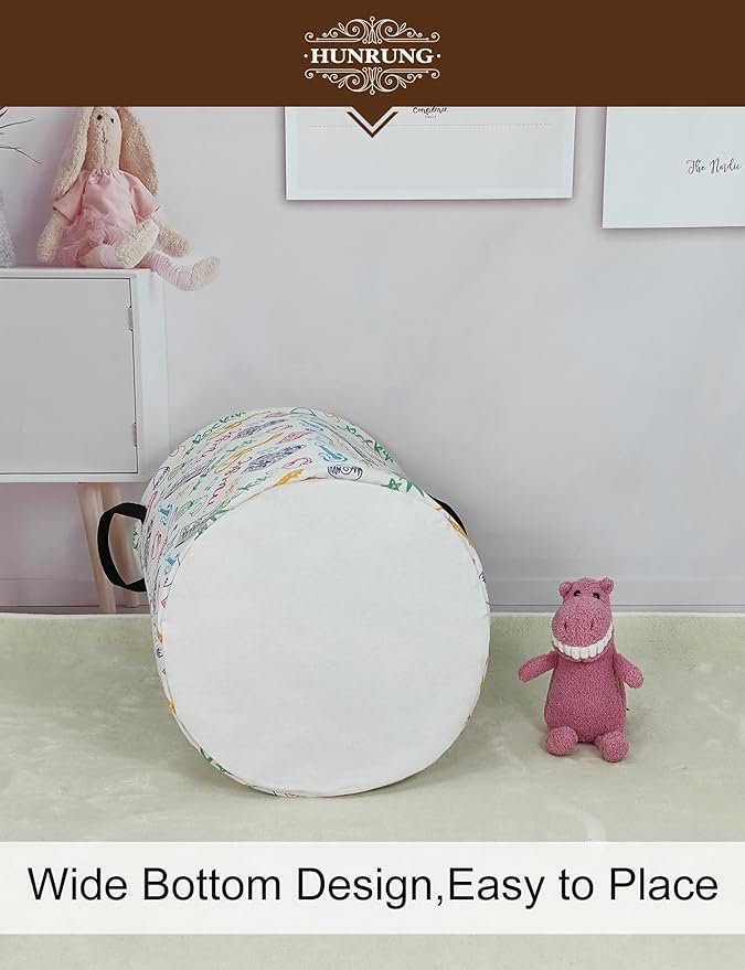HUNRUNG Laundry Hamper,Large Canvas Fabric Lightweight Storage Basket Toy Organizer Dirty Clothes Collapsible Waterproof for College Dorms???Round-Musical instrument???