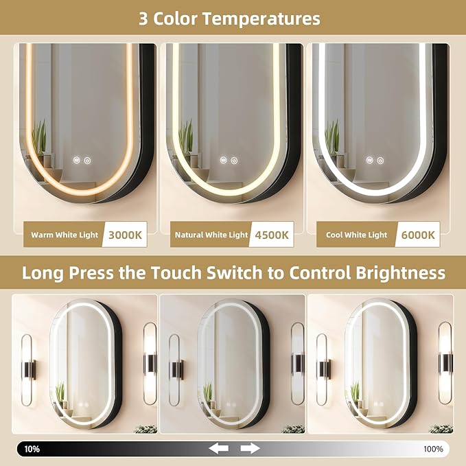 Oval Medicine Cabinet with Light,LED Mirror Cabinet,USB Shaver Socket,Internal Light,Steel with Powder Coating,Soft Closing Hinge,20×32inch