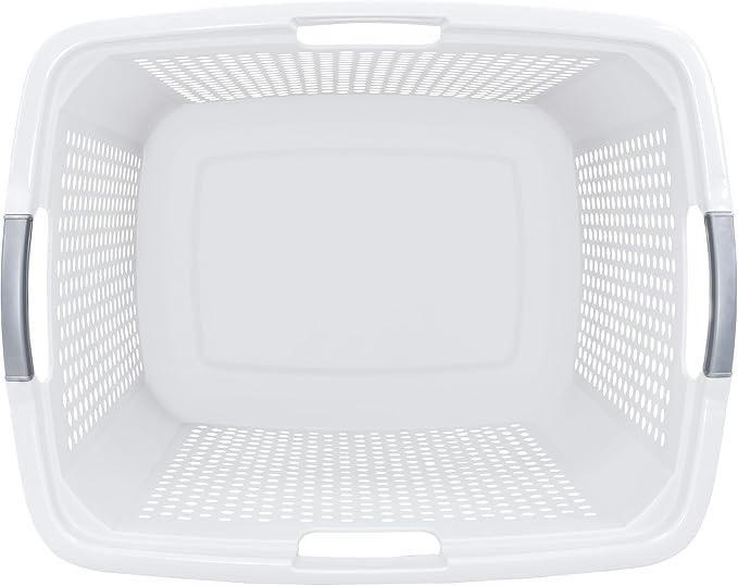 2 Pack 2.5 Bushels Plastic Laundry Baskets, Equipped with Reinforced Comfortable Handles, With Breathable Design, Suitable for Sorting Clothes, Suitable for Use in Households, Dormitories, Apartments.